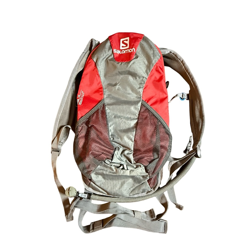 Salomon Trail 10 Hydration Pack Backpack Red Grey Airvent Agility 9L Hiking Run